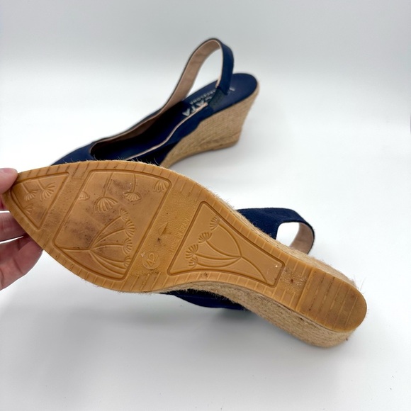 Viscata Women’s Blue Wedge Heel Slingback Sandals Navy Nautical Classic Size 42 - Picture 6 of 9
